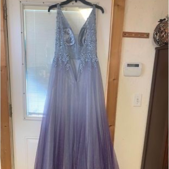 Dillards Dresses Blue And Purple Ombr Glitter Prom Dress Poshmark